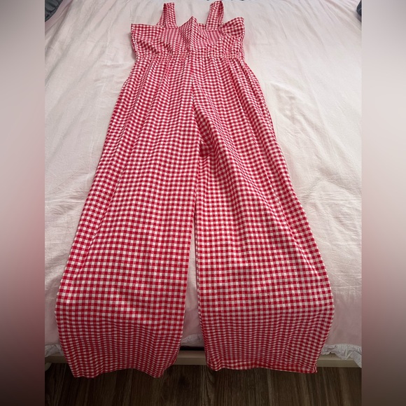 Vintage JCPenney Red Checkered Women's Jumpsuit - Picture 6 of 9